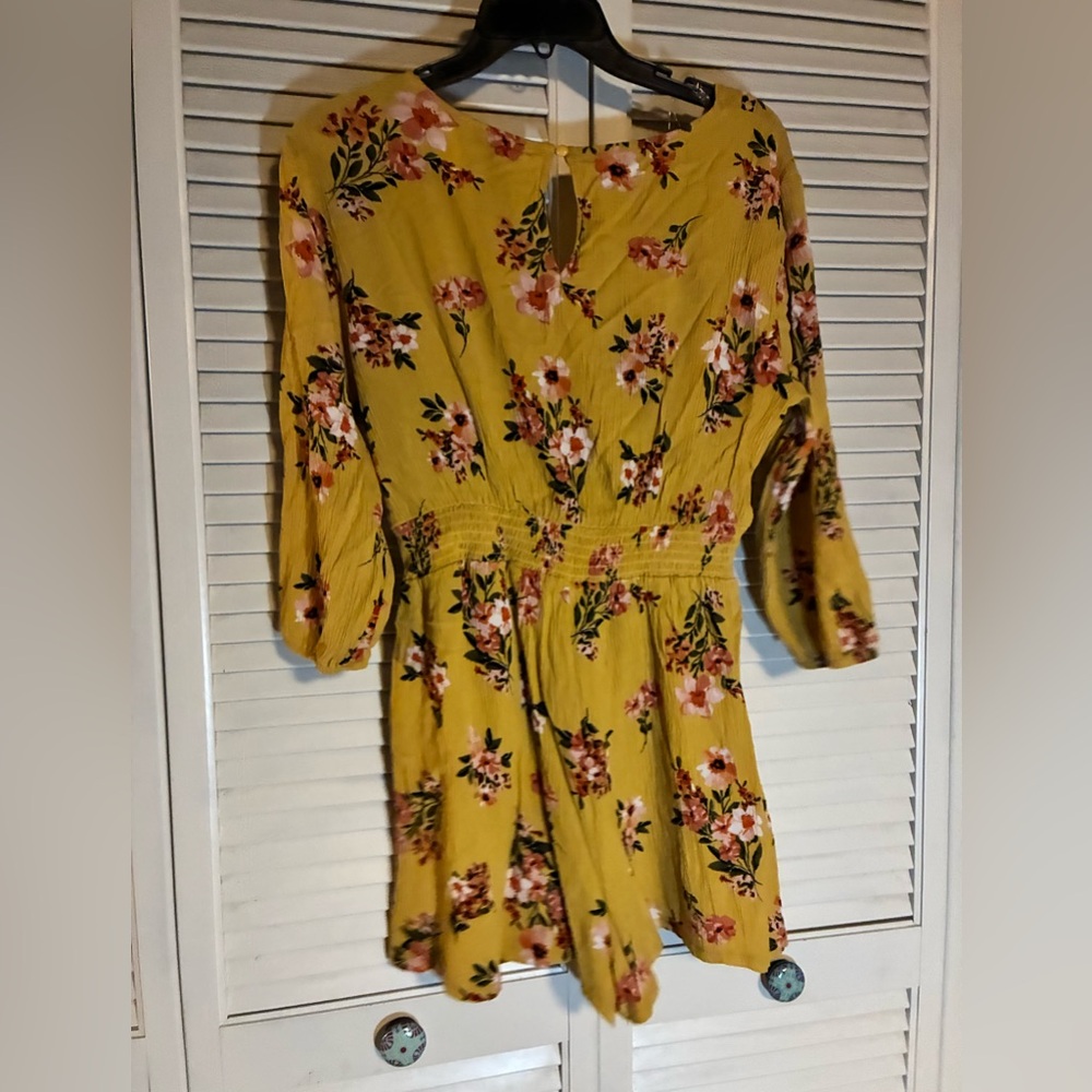 Lily Rose Yellow Floral Long Sleeve Romper Dress